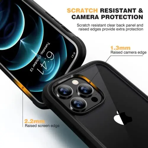 Diaclara Designed for iPhone 12 Pro Max Case, Full Body Rugged with Built-in Touch Sensitive Anti-Scratch Screen Protector, Soft TPU Bumper Case for iPhone 12 ProMax 6.7