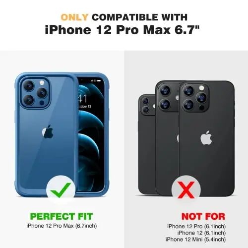 Diaclara Designed for iPhone 12 Pro Max Case, Full Body Rugged with Built-in Touch Sensitive Anti-Scratch Screen Protector, Soft TPU Bumper Case for iPhone 12 ProMax 6.7