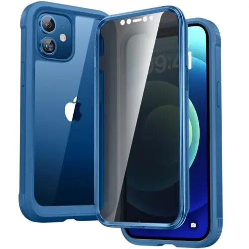 Diaclara Designed for iPhone 12/12 Pro Case, Full Body Rugged with Built-in Touch Sensitive Anti-Scratch Privacy Screen Protector, Soft TPU Bumper Case for iPhone 12/12 Pro 6.1
