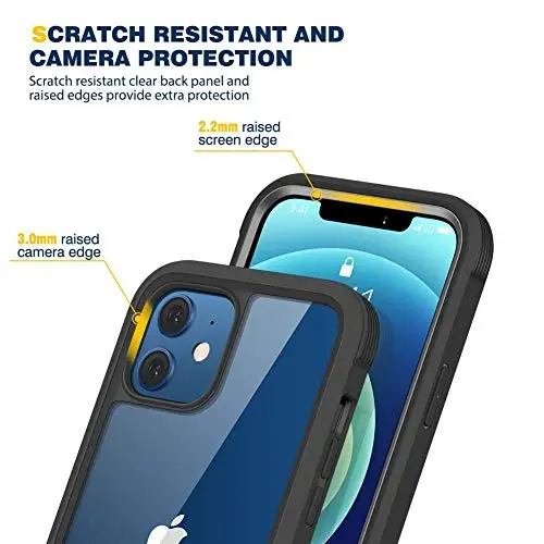 Diaclara Designed for iPhone 12/12 Pro Case, Full Body Rugged with Built-in Touch Sensitive Anti-Scratch Screen Protector, Soft TPU Bumper Case for iPhone 12/12 Pro 6.1