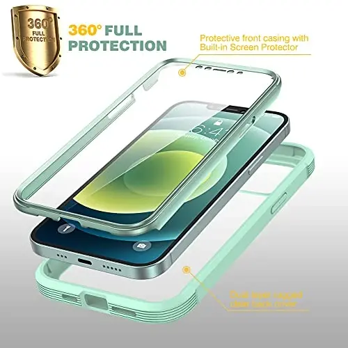 Diaclara Designed for iPhone 12/12 Pro Case, Full Body Rugged with Built-in Touch Sensitive Anti-Scratch Screen Protector, Soft TPU Bumper for iPhone 12/12 Pro 6.1