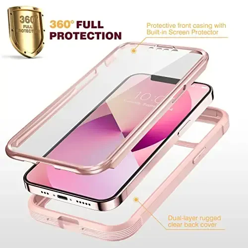 Diaclara Designed for iPhone 13 Case, Full Body Rugged Protection with Built-in Touch Sensitive Screen Protector, Soft TPU Bumper Case for iPhone 13 6.1