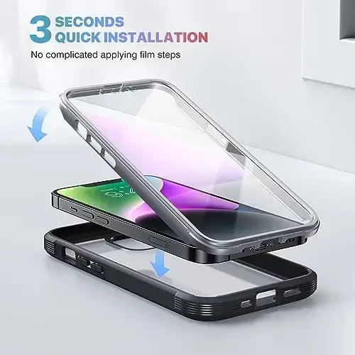 Diaclara Designed for iPhone 14 Case, Full Body Rugged Case with Built-in Touch Sensitive Anti-Scratch Screen Protector, with Camera Lens Protector for iPhone 14 6.1