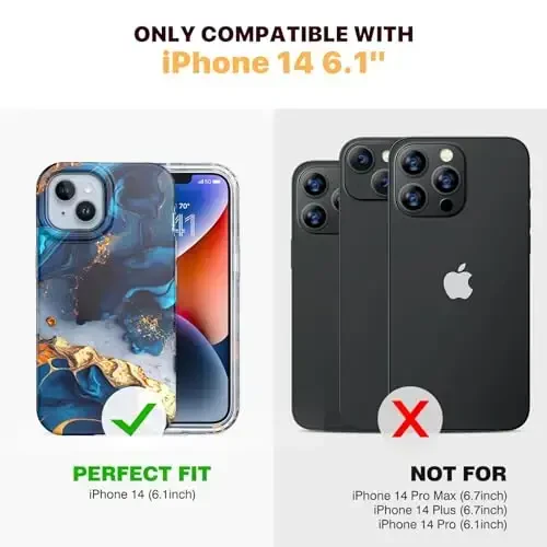 Diaclara Designed for iPhone 14 Case, Full Body Rugged Case with Built-in Touch Sensitive Anti-Scratch Screen Protector, with Camera Lens Protector for iPhone 14 6.1