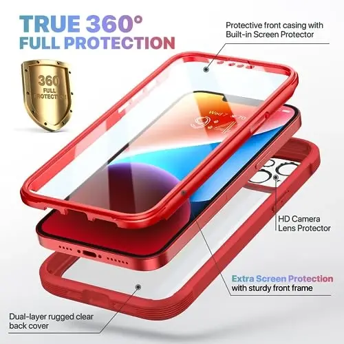 Diaclara Designed for iPhone 14 Plus Case, Full Body Rugged Case with Built-in Touch Sensitive Anti-Scratch Screen Protector, with Camera Lens Protector for iPhone 14 Plus 6.7