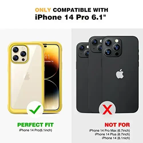 Diaclara Designed for iPhone 14 Pro Case, Full Body Case with Built-in Anti-Scratch Screen Protector, with Camera Lens Protector for iPhone 14 Pro 6.1