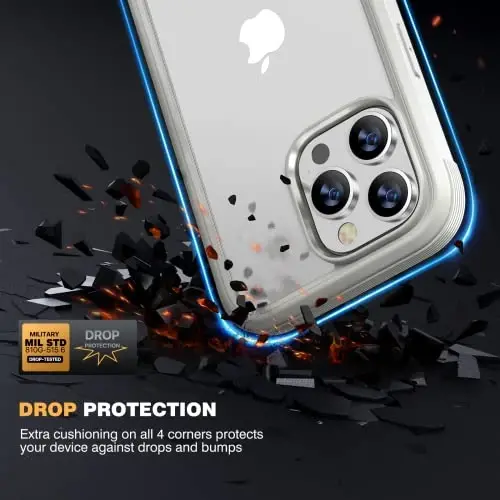 Diaclara Designed for iPhone 14 Pro Max Case 6.7’’, Full Body Rugged Phone Case w/Built-in Sensitive Anti-Scratch Screen Protector+9H Tempered Glass Camera Lens Protector(White) - 3