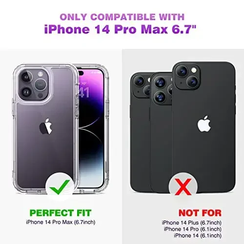 Diaclara Designed for iPhone 14 Pro Max Case, Full Body Rugged Case with Built-in Touch Sensitive Anti-Scratch Screen Protector, with Camera Lens Protector for iPhone 14 Pro Max 6.7