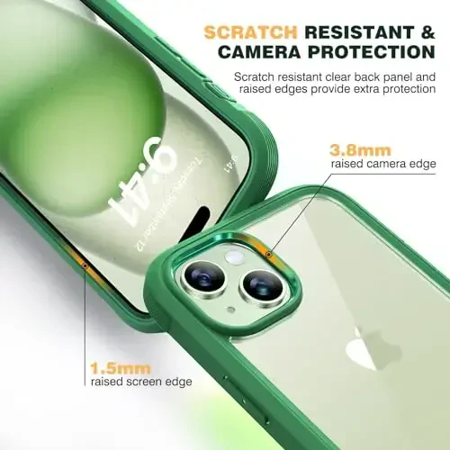 Diaclara Designed for iPhone 15 Case, Full Body Rugged Case with Built-in Touch Sensitive Anti-Scratch Screen Protector, with Camera Lens Protector for iPhone 15 6.1