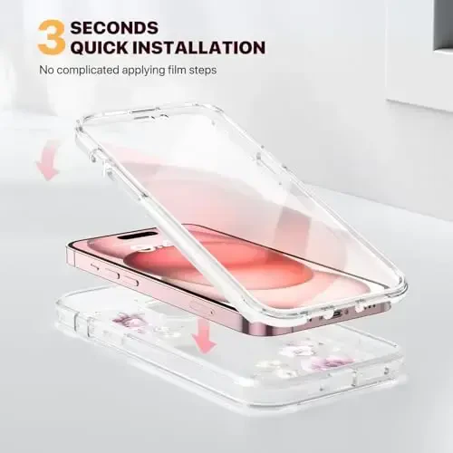 Diaclara Designed for iPhone 15 Case, Full Body Rugged Case with Built-in Touch Sensitive Anti-Scratch Screen Protector, with Camera Lens Protector for iPhone 15 6.1