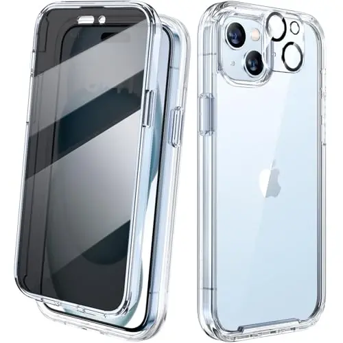 Diaclara Designed for iPhone 15 Case, Full Body Rugged Case with Privacy Built-in Touch Sensitive Anti-Scratch Screen Protector, with Camera Lens Protector for iPhone 15 6.1