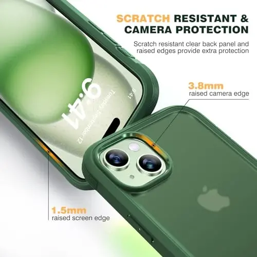 Diaclara Designed for iPhone 15 Case, Full Body Rugged Case with Privacy Built-in Touch Sensitive Anti-Scratch Screen Protector, with Camera Lens Protector for iPhone 15 6.1