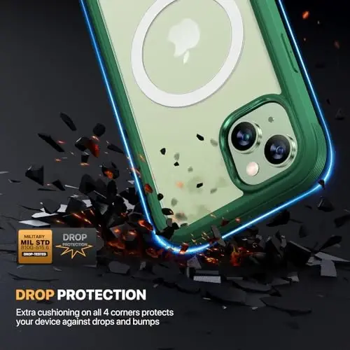 Diaclara Designed for iPhone 15 Plus Case 6.7'', [Compatible with MagSafe] Full Body Rugged Magnetic Case w/Built-in Screen Protector+Glass Camera Lens Protector,Mint Green - 3