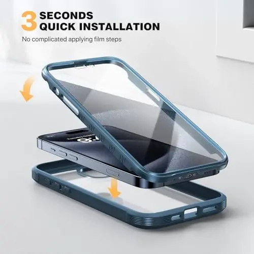 Diaclara Designed for iPhone 15 Pro Case, [Military-Grade Drop Proof] Full-Body Bump Case with Built-in Shockproof Screen Protector, [Camera Lens Protector] Cover for iPhone 15 Pro 6.1