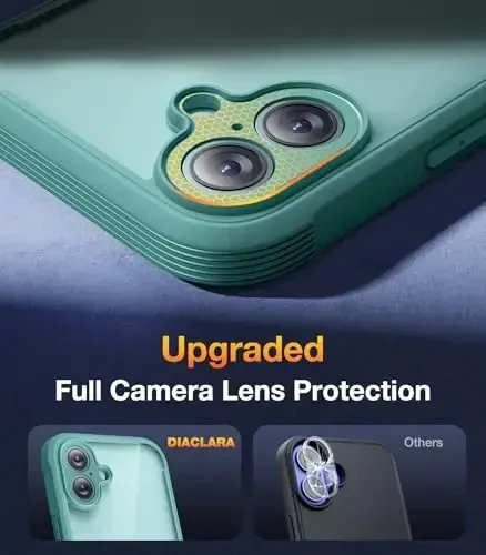 Diaclara Designed for iPhone 16 Plus Case 6.7 Inch,Upgraded [Full Camera Protection] Full Body Rugged Clear Bumper Case w/Built-in Screen Protector for 16 Plus,Teal - 5