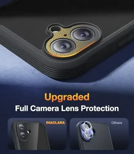 Diaclara Designed for iPhone 16 Plus Case 6.7 Inch,Upgraded [Full Camera Protection] Full Body Rugged Clear Bumper Case w/Built-in Screen Protector for 16Plus,Black - 5