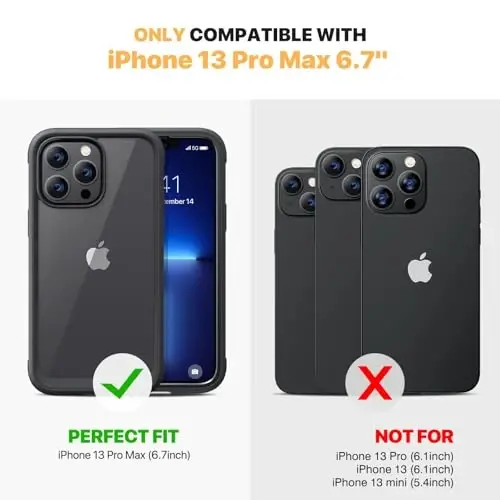 Diaclara for iPhone 13 Pro Max Case, Full Body Rugged with Built-in Touch Sensitive Anti-Scratch Screen Protector, Soft TPU Bumper Case for iPhone 13 Pro Max Case 6.7
