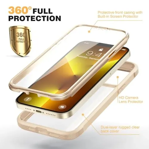 Diaclara for iPhone 13 Pro Max Case, Full Body Rugged with Built-in Touch Sensitive Anti-Scratch Screen Protector, Soft TPU Bumper Case for iPhone 13 Pro Max Case 6.7
