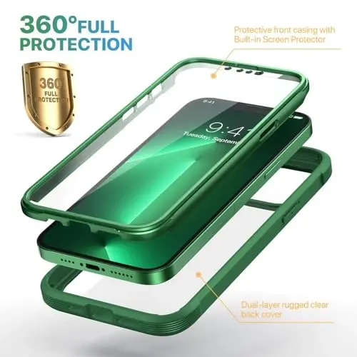 Diaclara for iPhone 13 Pro Max Case, Full Body Rugged with Built-in Touch Sensitive Anti-Scratch Screen Protector, Soft TPU Bumper Case for iPhone 13 Pro Max Case 6.7