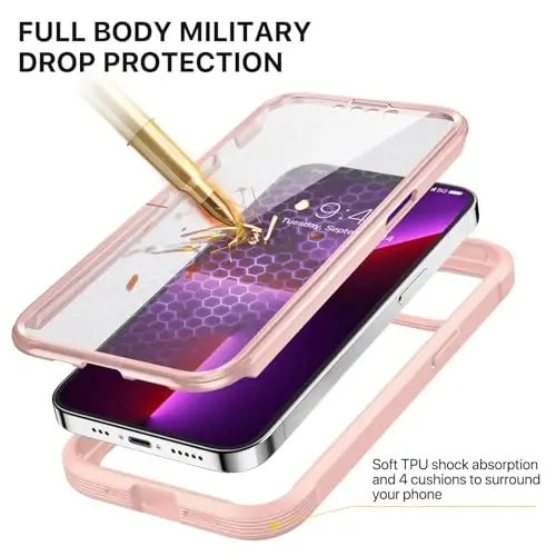 Diaclara for iPhone 13 Pro Max Case, Full Body Rugged with Built-in Touch Sensitive Anti-Scratch Screen Protector, Soft TPU Bumper Case for iPhone 13 Pro Max Case 6.7