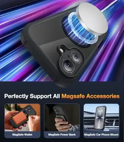 Diaclara for iPhone 17 Case 6.3'', Full-Body Military Grade Drop Protection Outdoor Phone case with Built-in Screen Protector, Easy Installation,No Gap,Compatible with MagSafe, Black - 4