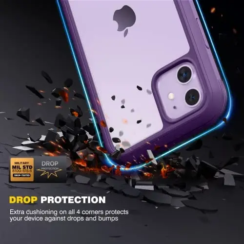 Diaclara iPhone 11 Case bilan mos keladi, o'rnatilgan sensorli tirnalishga qarshi ekran himoyachisi bilan to'liq korpusli, yumshoq TPU bamperli tiniq iPhone 11 6.1