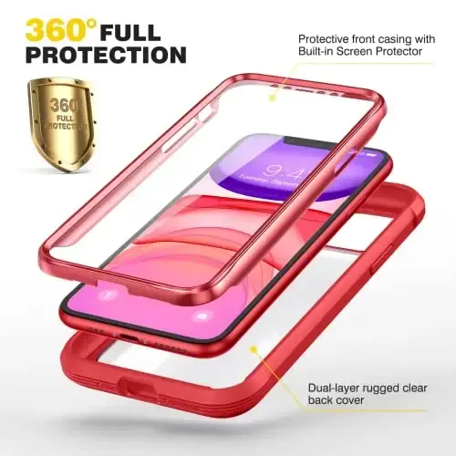 Diaclara iPhone 11 Case bilan mos keladi, to'liq korpusli, o'rnatilgan sensorli tirnalishga qarshi ekran himoyachisi, yumshoq TPU bamperli tiniq iPhone 11 6.1