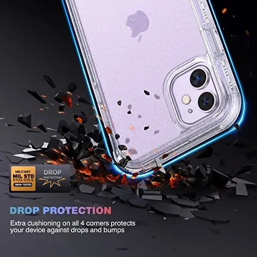 Diaclara iPhone 11 g‘ilofi bilan mos keladi, o‘rnatilgan sezgir tirnalishga qarshi ekran himoyachisi bilan to‘liq korpusli, yumshoq TPU bamperli g‘ilof iPhone 11 6.1