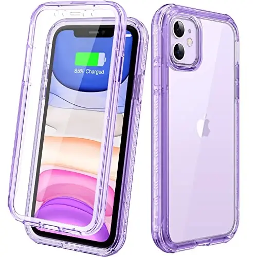 Diaclara iPhone 11 g'ilofiga mos keladi, O'rnatilgan sensorli tirnalishga qarshi ekran himoyachisi bilan to'liq korpusli, Yumshoq TPU bamperli g'ilof iPhone 11 6.1