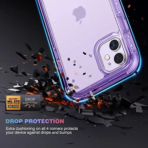 Diaclara iPhone 11 g'ilofiga mos keladi, O'rnatilgan sensorli tirnalishga qarshi ekran himoyachisi bilan to'liq korpusli, Yumshoq TPU bamperli g'ilof iPhone 11 6.1