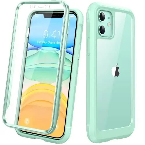Diaclara Compatible with iPhone 11 Case, Full Body Rugged with Built-in Touch Sensitive Anti-Scratch Screen Protector, Soft TPU Bumper Case Clear Compatible with iPhone 11 6.1