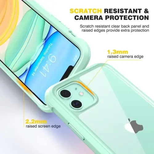 Diaclara Compatible with iPhone 11 Case, Full Body Rugged with Built-in Touch Sensitive Anti-Scratch Screen Protector, Soft TPU Bumper Case Clear Compatible with iPhone 11 6.1