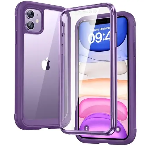 Diaclara Compatible with iPhone 11 Case, Full Body Rugged with Built-in Touch Sensitive Anti-Scratch Screen Protector, Soft TPU Bumper Case Clear Compatible with iPhone 11 6.1