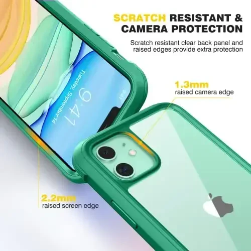 Diaclara Compatible with iPhone 11 Case, Full Body Rugged with Built-in Touch Sensitive Anti-Scratch Screen Protector, Soft TPU Bumper Case Clear Compatible with iPhone 11 6.1