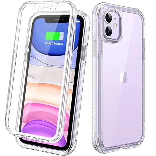 Diaclara Compatible with iPhone 11 Case, Full Body Rugged with Built-in Touch Sensitive Anti-Scratch Screen Protector, Soft TPU Bumper Case Clear Compatible with iPhone 11 6.1