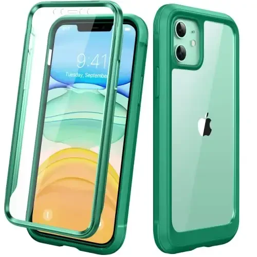 Diaclara iPhone 11 uchun mos keladigan g'ilof, o'rnatilgan sensorli tirnalishga qarshi ekran himoyachisi, yumshoq TPU bamperli shaffof g'ilof iPhone 11 6.1