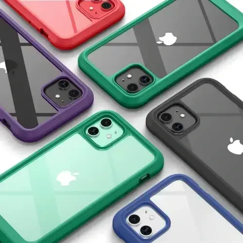 Diaclara iPhone 11 uchun mos keladigan g'ilof, o'rnatilgan sensorli tirnalishga qarshi ekran himoyachisi, yumshoq TPU bamperli shaffof g'ilof iPhone 11 6.1