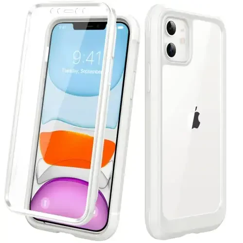 Diaclara iPhone 11 uchun mos keladigan g'ilof, to'liq korpusli, o'rnatilgan sensorli tirnalishga qarshi ekran himoyachisi, yumshoq TPU bamperli g'ilof iPhone 11 6.1