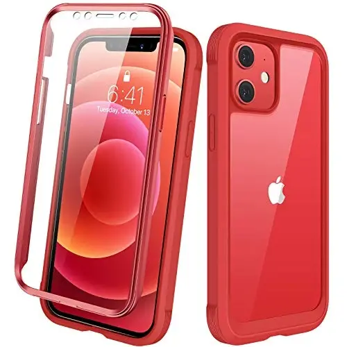 Diaclara Designed for iPhone 12 Mini Case, Full Body Rugged with Built-in Touch Sensitive Anti-Scratch Screen Protector, Soft TPU Bumper Case Designed for iPhone 12 Mini 5.4