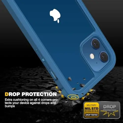 Diaclara Designed for iPhone 12 Mini Case, Full Body Rugged with Built-in Touch Sensitive Anti-Scratch Privacy Screen Protector, Soft TPU Bumper Case for iPhone 12 Mini 5.4