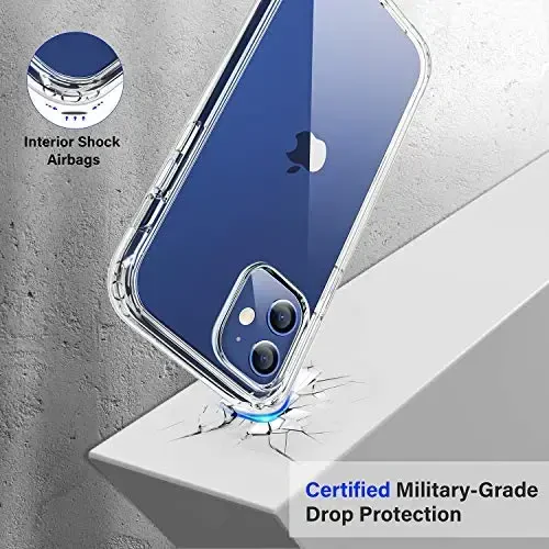 Diaclara iPhone 12 Mini uchun mo'ljallangan g'ilof, o'rnatilgan sensorli tirnalishga qarshi ekran himoyachisi bilan to'liq korpusli mustahkam, iPhone 12 Mini 5.4