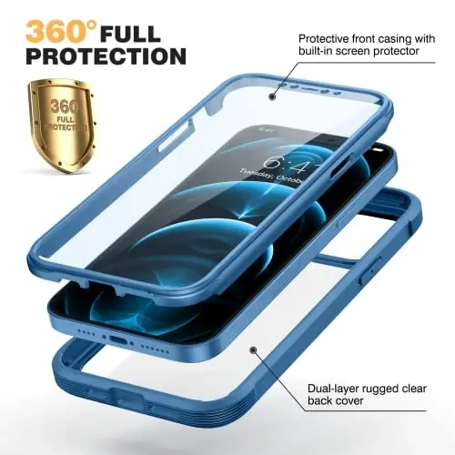 Diaclara iPhone 12 Pro Max G‘ilofi uchun mo‘ljallangan, o‘rnatilgan sezgir va tirnalishga qarshi ekran himoyachisi bilan to‘liq tana uchun mustahkam, iPhone 12 ProMax 6.7