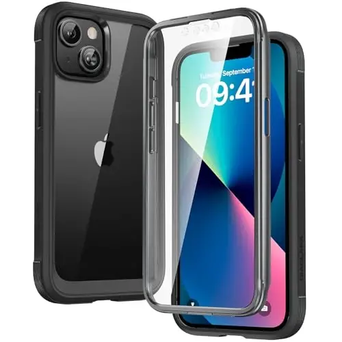 Diaclara Designed for iPhone 13 Case, Full Body Rugged with Built-in Touch Sensitive Anti-Scratch Screen Protector, Soft TPU Bumper Case for iPhone 13 6.1