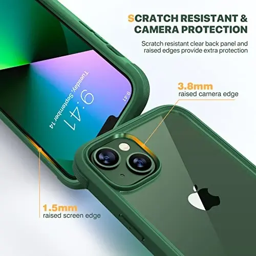 Diaclara Designed for iPhone 13 Case, Full Body Rugged with Built-in Touch Sensitive Anti-Scratch Screen Protector, Soft TPU Bumper Case for iPhone 13 6.1