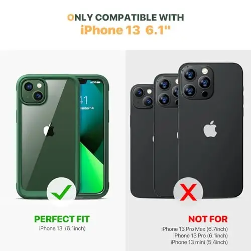 Diaclara Designed for iPhone 13 Case, Full Body Rugged with Built-in Touch Sensitive Anti-Scratch Screen Protector, Soft TPU Bumper Case for iPhone 13 6.1