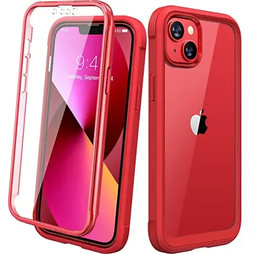 Diaclara iPhone 13 uchun mo'ljallangan g'ilof, o'rnatilgan sensorli ekran himoyachisi bilan to'liq korpusli mustahkam himoya, iPhone 13 6.1