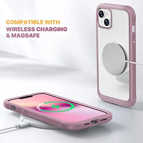 Diaclara iPhone 13 uchun mo'ljallangan g'ilof, o'rnatilgan sensorli tirnalishga qarshi ekran himoyachisi bilan to'liq korpusli, iPhone 13 6.1