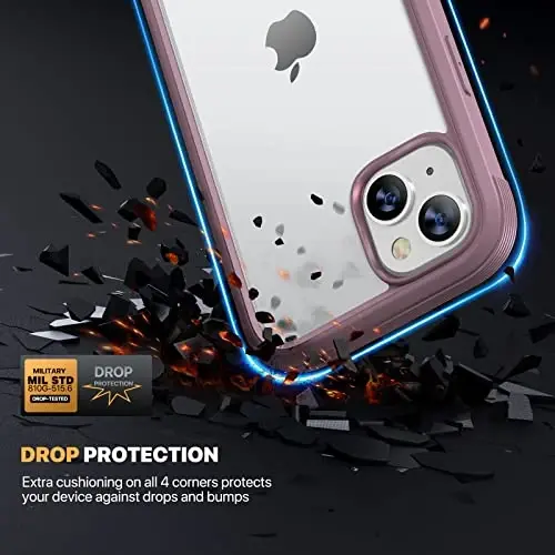 Diaclara iPhone 13 uchun mo'ljallangan g'ilof, o'rnatilgan sensorli tirnalishga qarshi ekran himoyachisi bilan to'liq korpusli, iPhone 13 6.1
