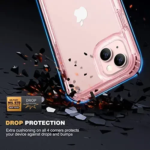 Diaclara iPhone 13 uchun mo'ljallangan g'ilof, o'rnatilgan sensorli tirnalishga qarshi ekran himoyachisi bilan to'liq korpusli, iPhone 13 6.1