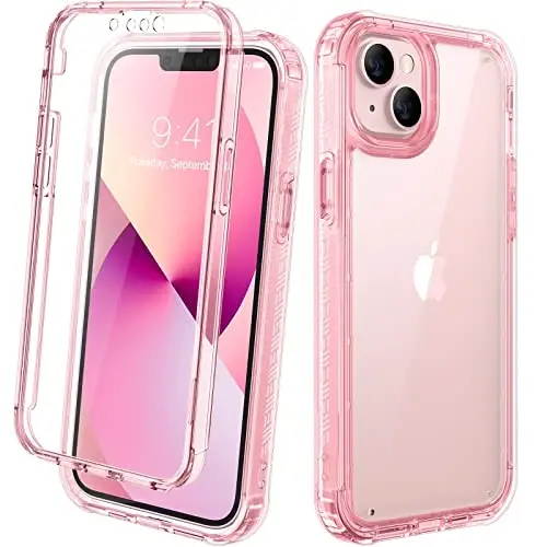 Diaclara iPhone 13 uchun mo'ljallangan g'ilof, o'rnatilgan sensorli tirnalishga qarshi ekran himoyachisi bilan to'liq korpusli, iPhone 13 6.1
